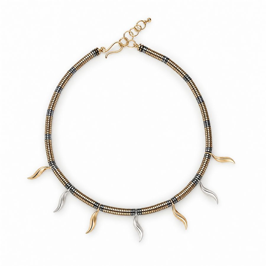 Collana girocollo con dischi sottili in ematite color oro FLAME | CL EMATGIR DIS SOTT ORO
